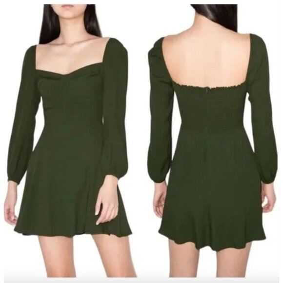 Reformation Dresses & Skirts - REFORMATION Mochi Long Sleeve Mini Dress in Fern Green Size 4